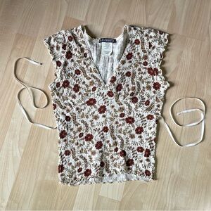 L.A. Movers Vintage Cap-Sleeve Floral Boho Top✨Size L (please see photos).